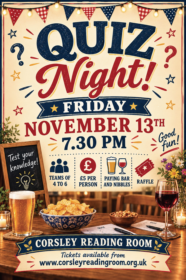 Quiz Night - 7.30pm, Friday 13th November, Corsley Reading Room